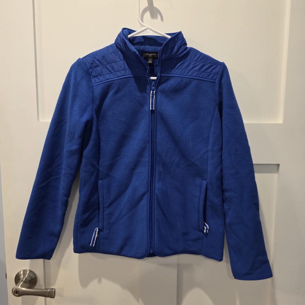 Talbots Women's Royal Blue Polar Fleece Jacket Petites Casual Classic